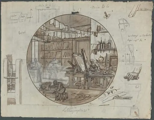 Lithographic Workshop, by Jean Charles Develly