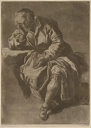 A Seated Elderly Man Asleep, by Jean-Charles François