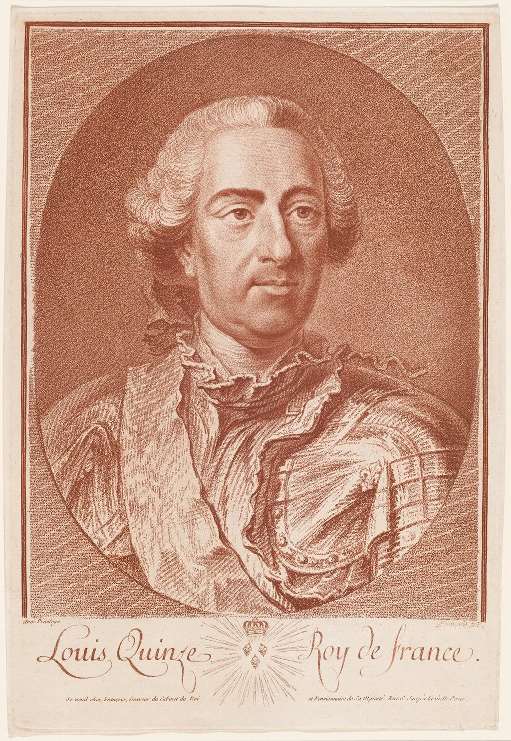 Louis Quinze, Roy de France (Louis XV), by Jean-Charles François, chalk
