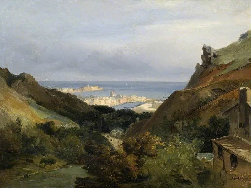Italian landscape with a view of a harbour, by Jean-Charles-Joseph Rémond, unspecified, 1845