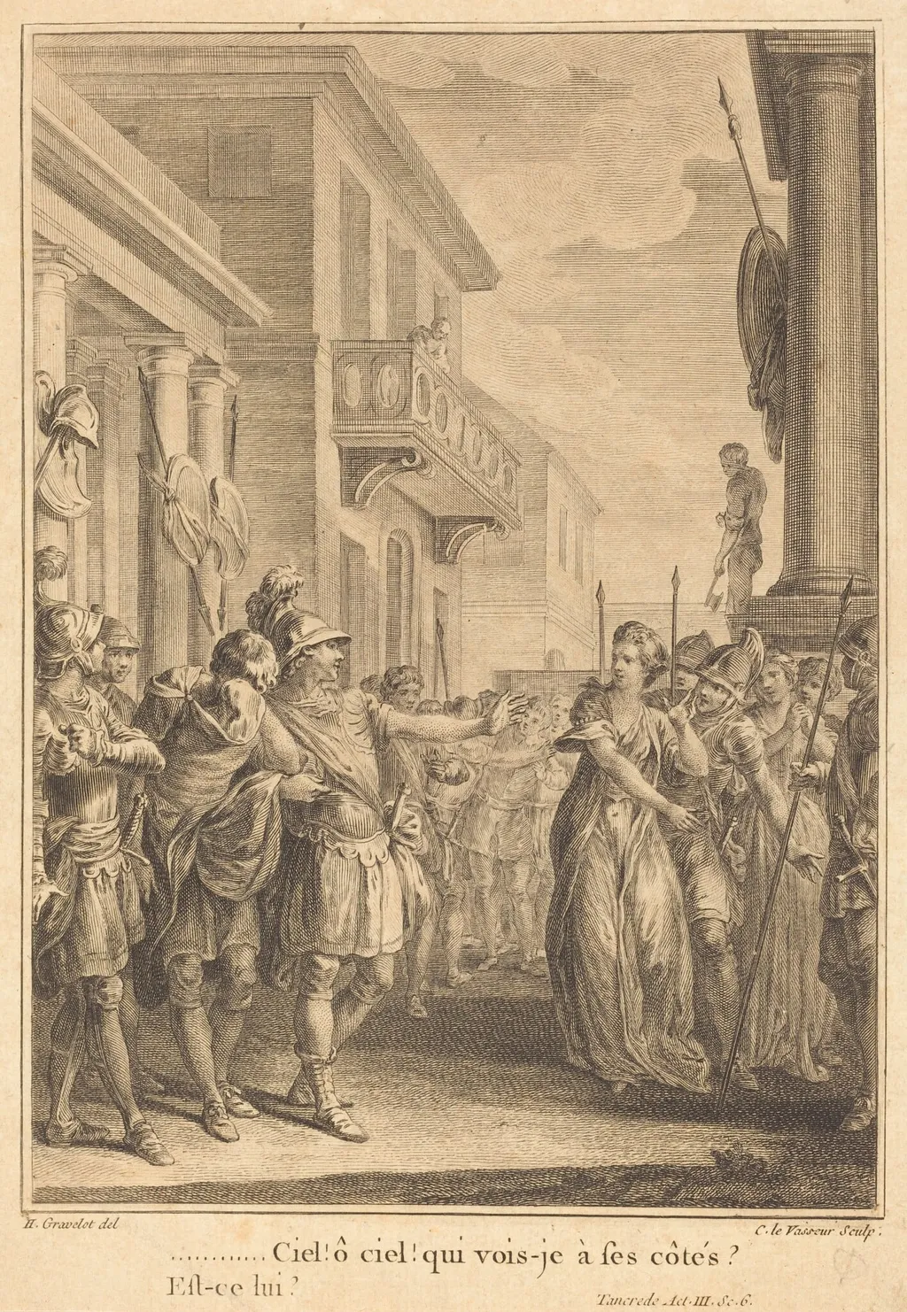 Ciel! ô ciel! qui vois-je à ses côtés?, by Jean Charles Levasseur, ink, 1775