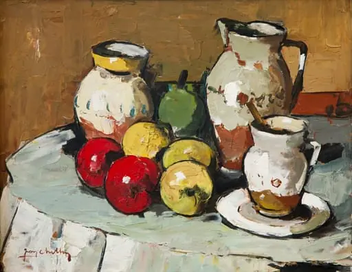 Natură statică cu mere și ulcele, by Jean Cheller