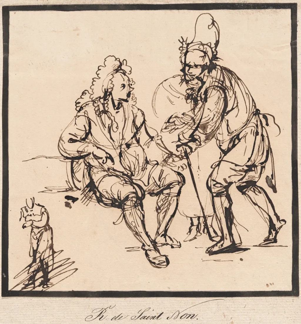 A Gardener and a Gentleman, by Jean-Claude-Richard, Abbé de Saint-Non, ink, 1745