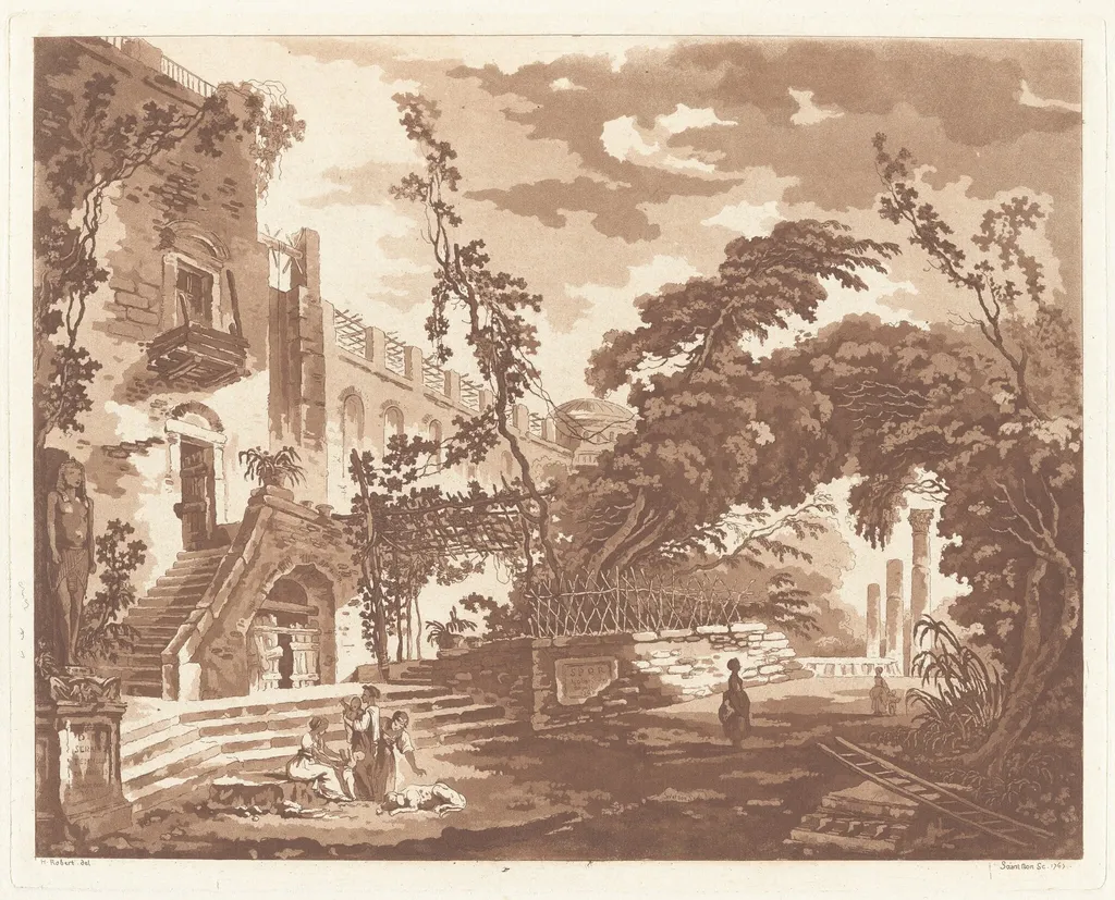 Entrance of the Temple of Serapis at Pozzuoli, by Jean-Claude-Richard, Abbé de Saint-Non, ink, 1767