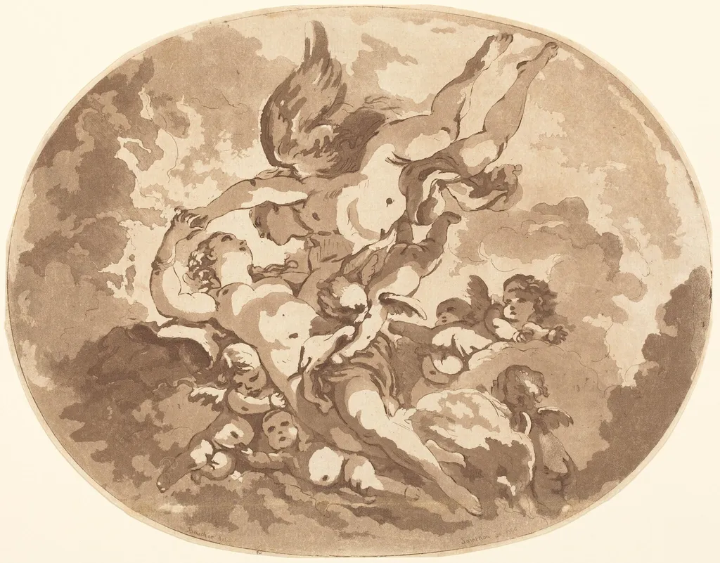 Eros and Psyche, by Jean-Claude-Richard, Abbé de Saint-Non, ink, 1766