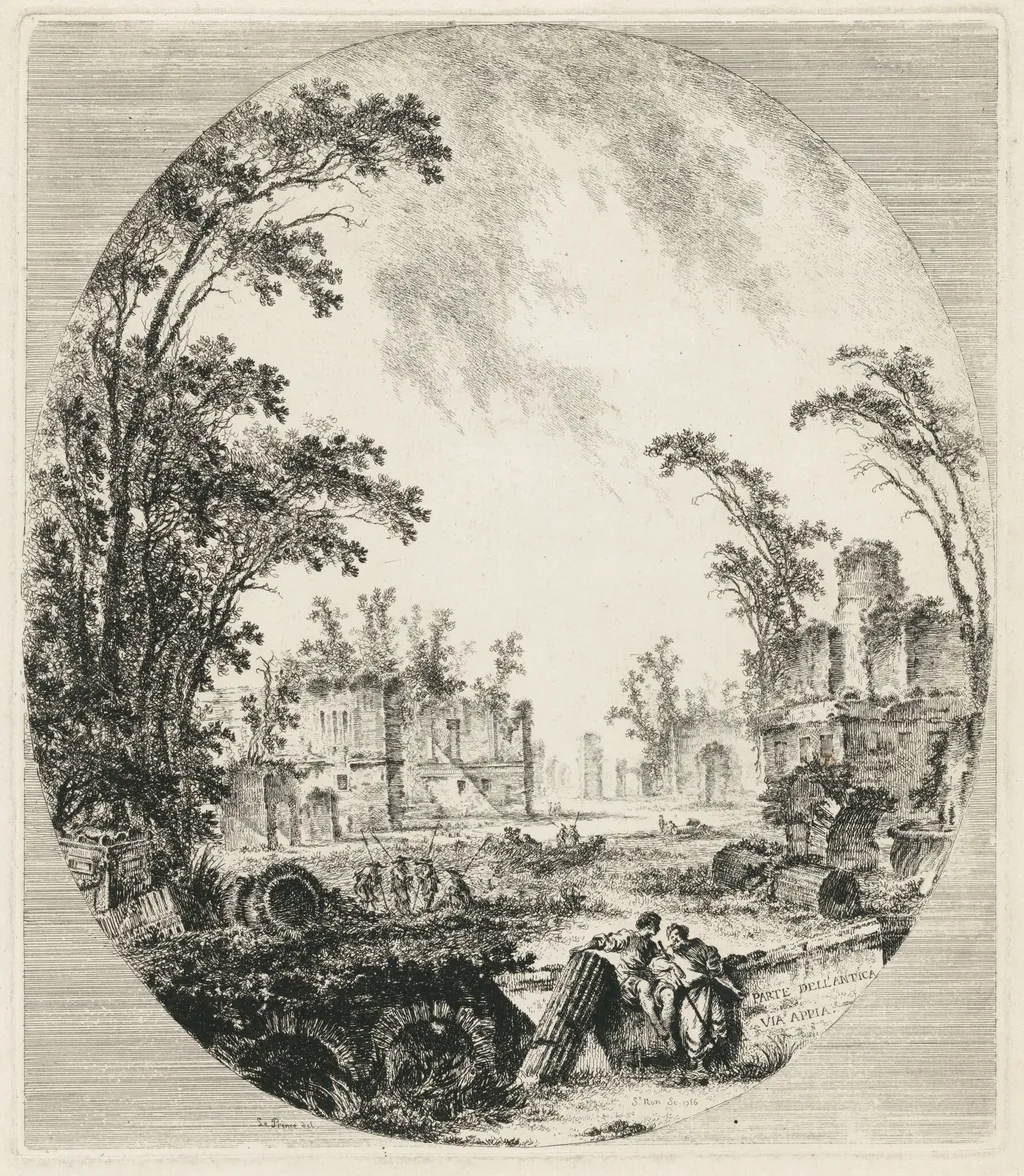 Parte dell'antica via Appia (Section of the Old Appian Way), by Jean-Claude-Richard, Abbé de Saint-Non, ink, 1756