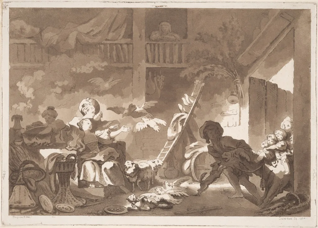 The Stubborn Donkey, by Jean-Claude-Richard, Abbé de Saint-Non, ink, 1770