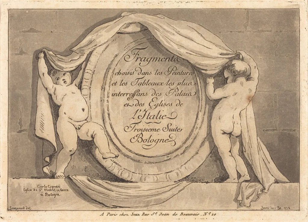 Title Page: Oval Design from the Church of San Michele de Bosco, Bologna, by Jean-Claude-Richard, Abbé de Saint-Non, ink, 1772
