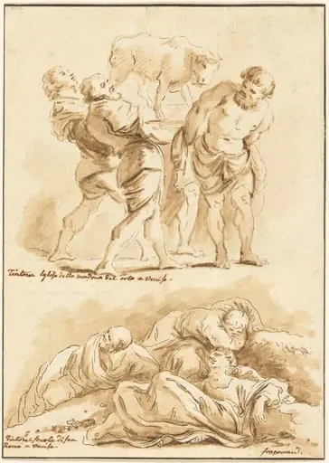 Worship of the Golden Calf and Christ on the Mount of Olives, by Jean-Claude-Richard, Abbé de Saint-Non