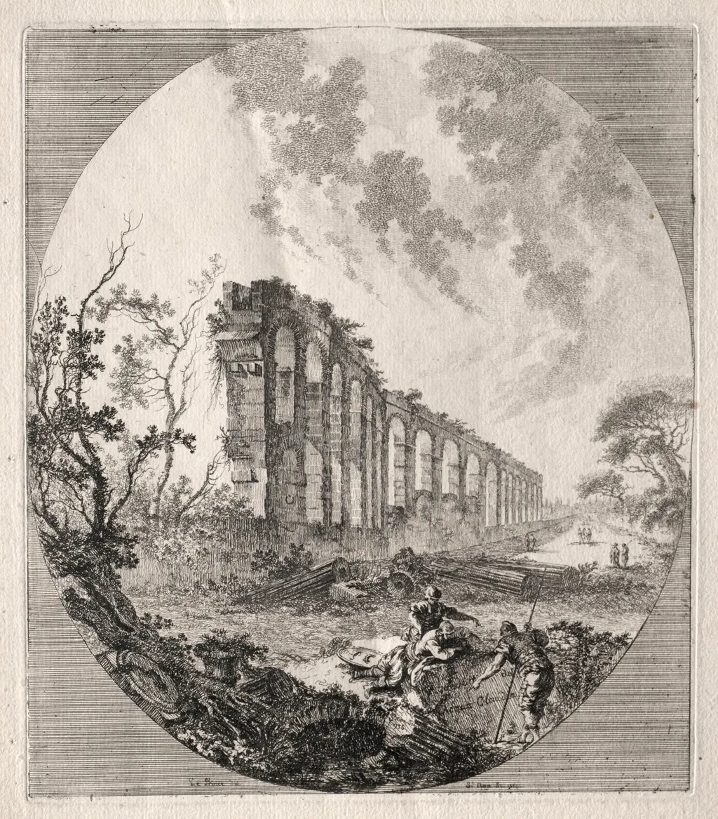 Ancient Ruins: Ancient Aqueduct, by Jean-Claude Richard de Saint-Non, 1756