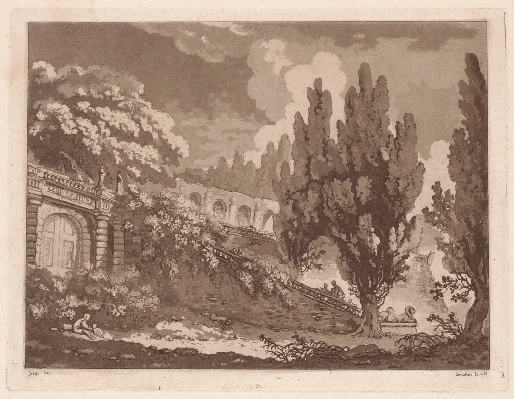 Stairs in an Italian Garden, by Jean-Claude-Richard Saint-Non, 1766