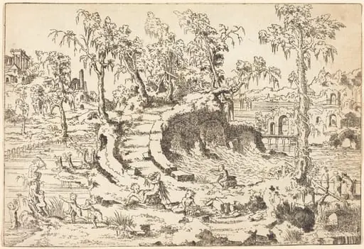 Putti Playing in a Fanciful Landscape, by Jean Cousin the Younger