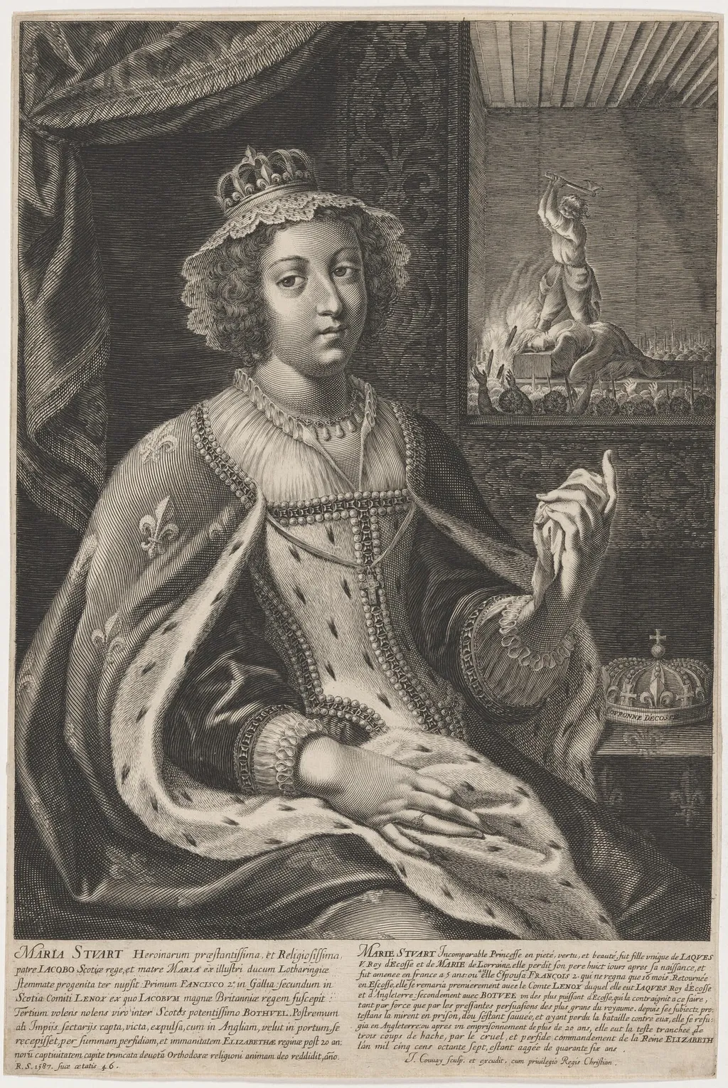 Mary Stuart, by Jean Couvay, ink, 1587