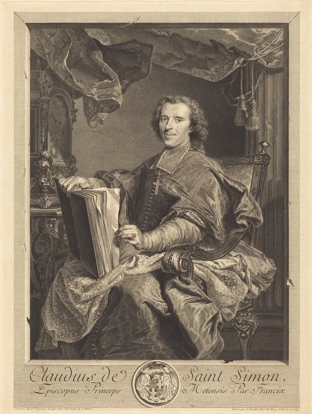 Claudius de Saint-Simon, Prince-Evêque de Metz, by Jean Daullé, ink, 1744