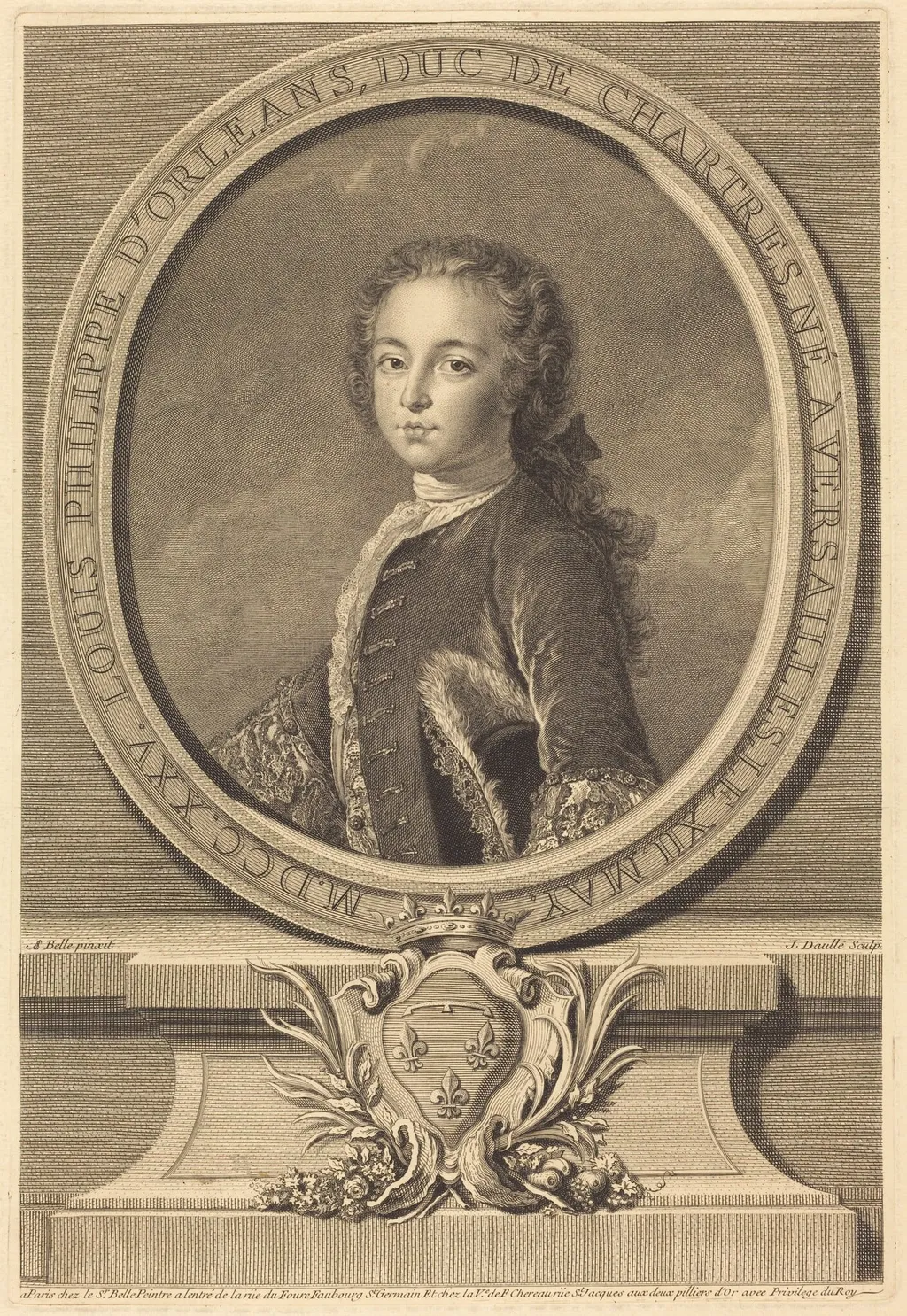 Louis Philippe d'Orléans, by Jean Daullé, ink, 1733