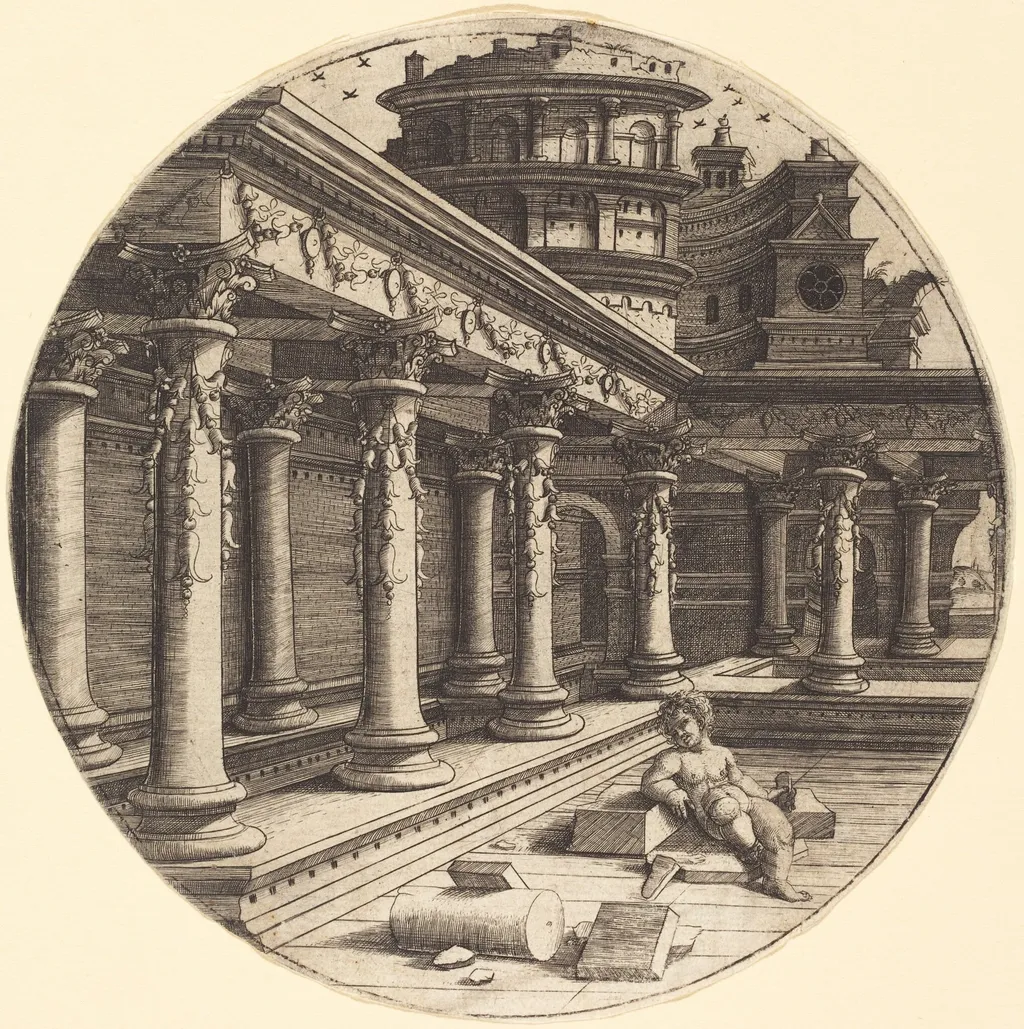The Infant in the Gallery, by Jean de Gourmont I, ink, 1518