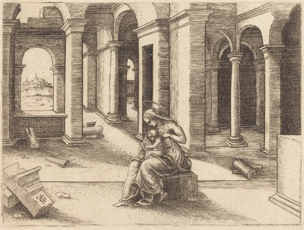 The Virgin and Child, by Jean de Gourmont I, ink, 1518
