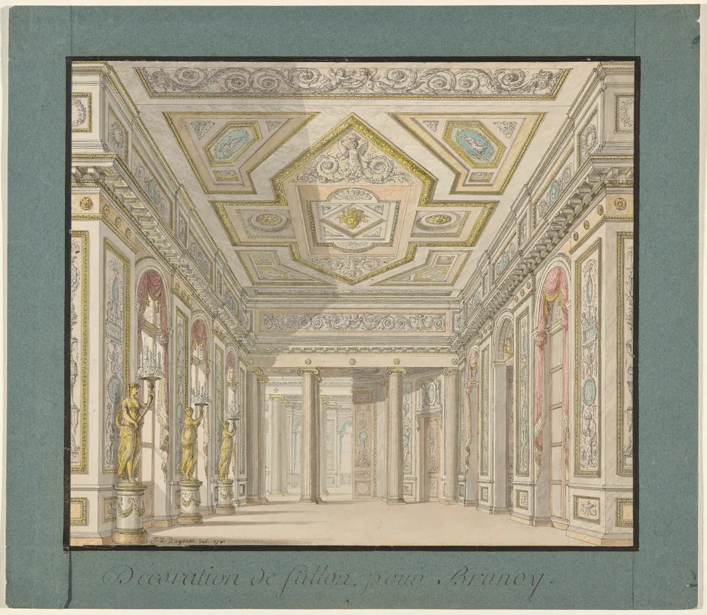 Décoration de sallon pour Brunoy (Design for the Interior of the Château de Brunoy), by Jean Démosthène Dugourc, watercolor, 1781