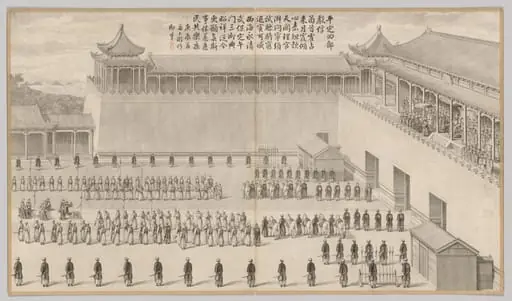 The Presentation of Uigur Captives: from Battle Scenes of the Quelling of Rebellions in the Western Regions, with Imperial Poems