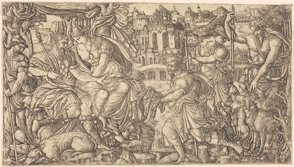 A King and Diana Receiving Huntsmen, by Jean Duvet, ink, 1551
