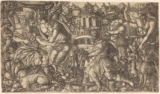 A King and Diana Receiving Huntsmen, by Jean Duvet