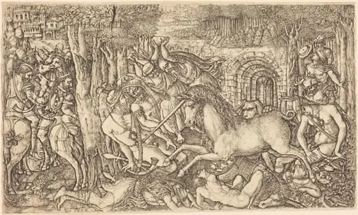 A King Pursued by a Unicorn, by Jean Duvet