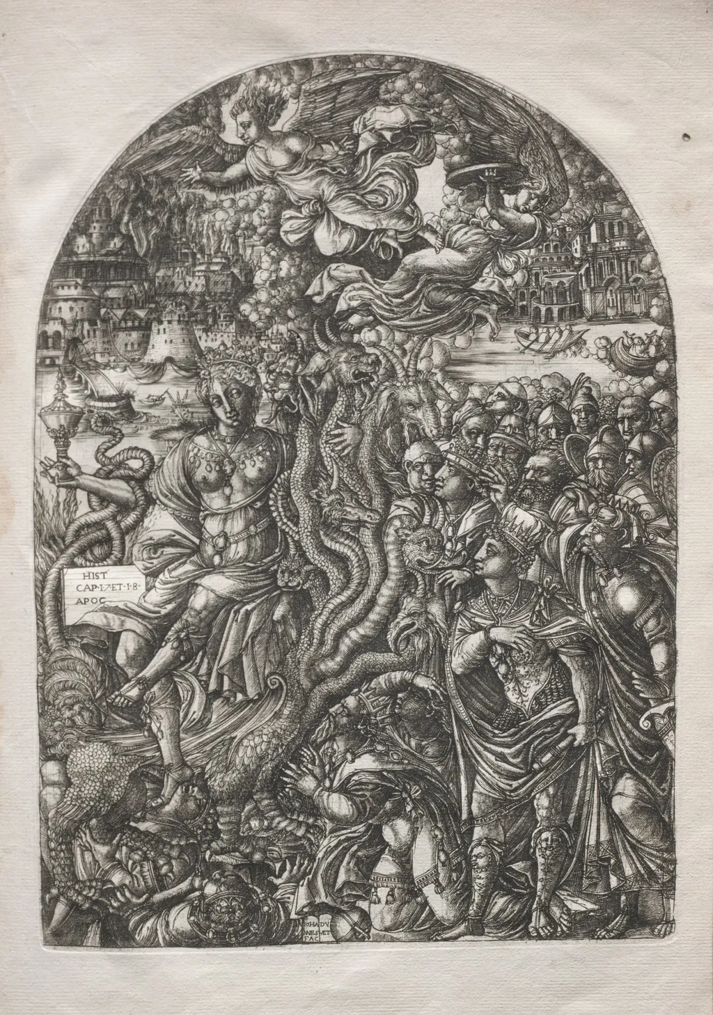 The Apocalypse: Babylon the Harlot, Seated on the Seven-headed Beast, by Jean Duvet, 1551