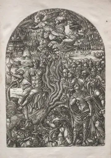 The Apocalypse: Babylon the Harlot, Seated on the Seven-headed Beast, by Jean Duvet