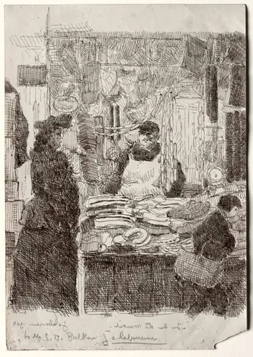 In the Old Market, by Jean-Émile Laboureur