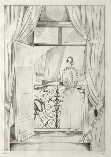 The Balcony over the Sea, by Jean-Émile Laboureur