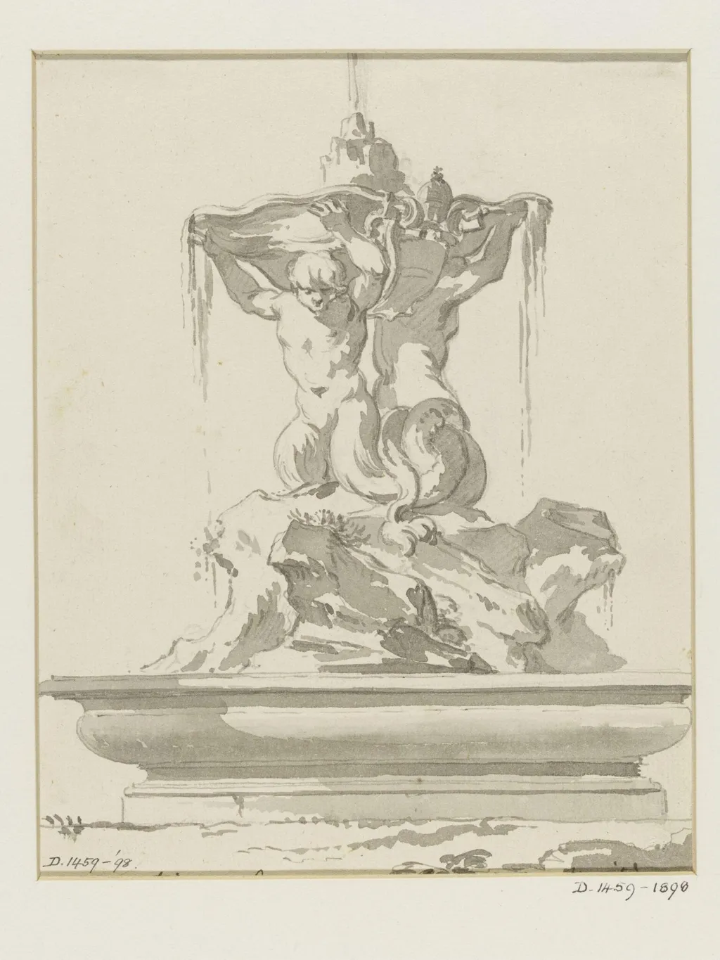 Drawing of a fountain, by Jean Eric Rehn, 1745