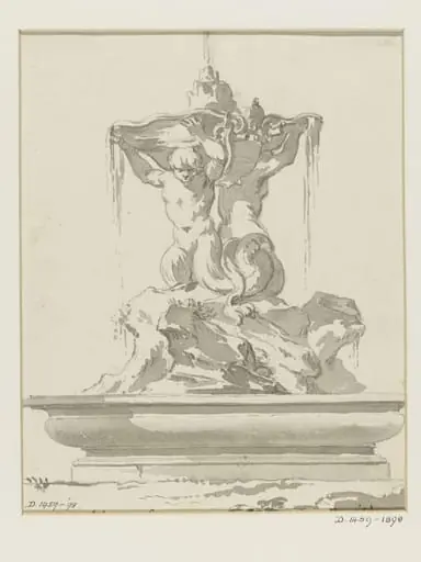 Drawing of a fountain, by Jean Eric Rehn