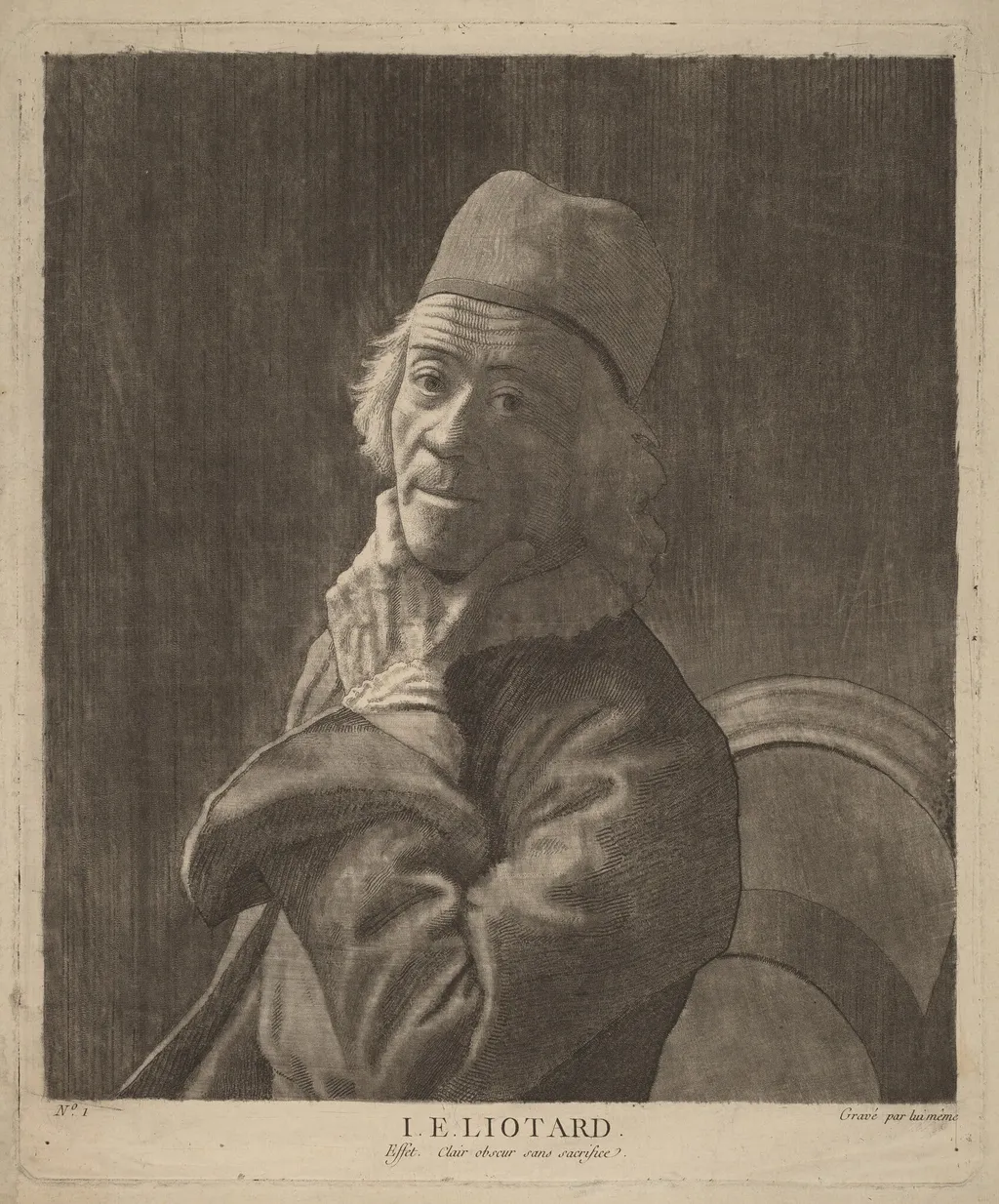 Self-Portrait, by Jean-Étienne Liotard, ink, 1779