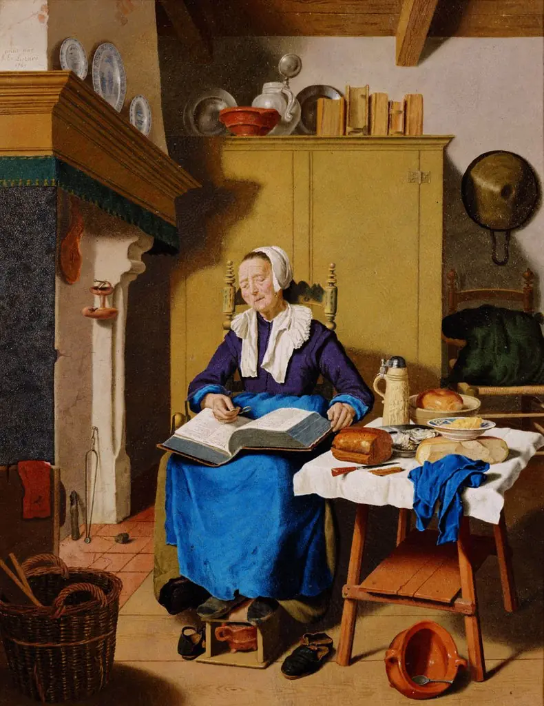 Sleeping old lady with a bible on her lap, by Jean-Étienne Liotard