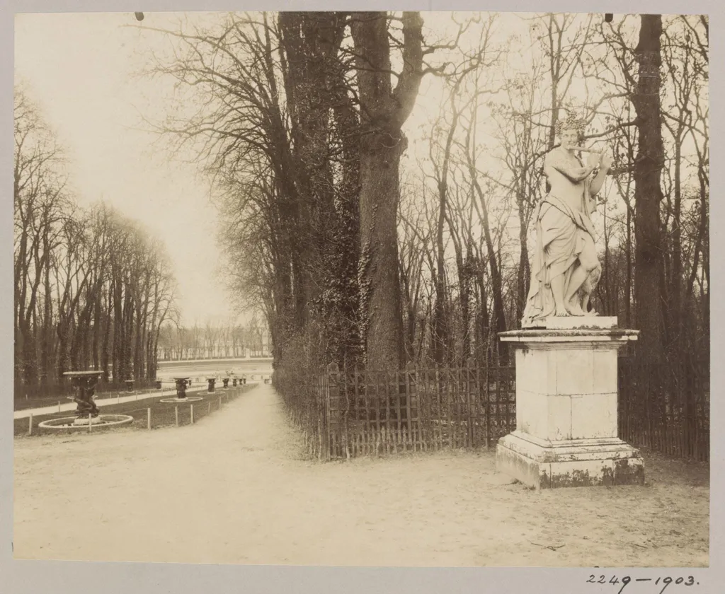 Statue of "Le Sanguin", Versailles, France, by Jean-Eugène-Auguste Atget, photographic, 1900