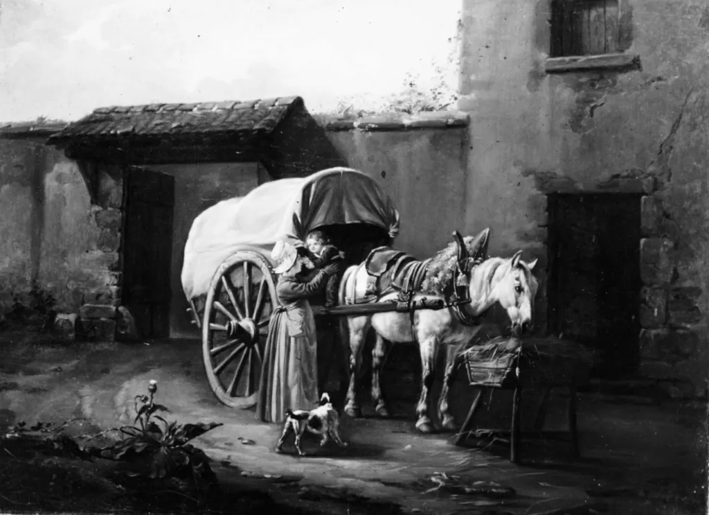 Une halte, by Jean-François Bellay, oil, 1850