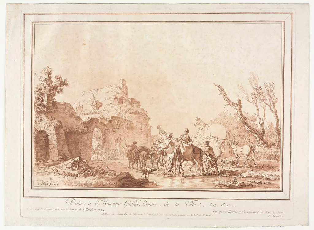 Before the Rampart of a Village, by Jean-François Janinet, 1774