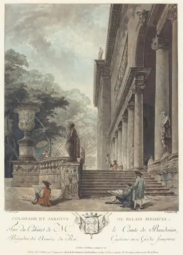 Colonade et Jardins du Palais Medicis (Colonnade and Gardens of the Medici Palace), by Jean-François Janinet