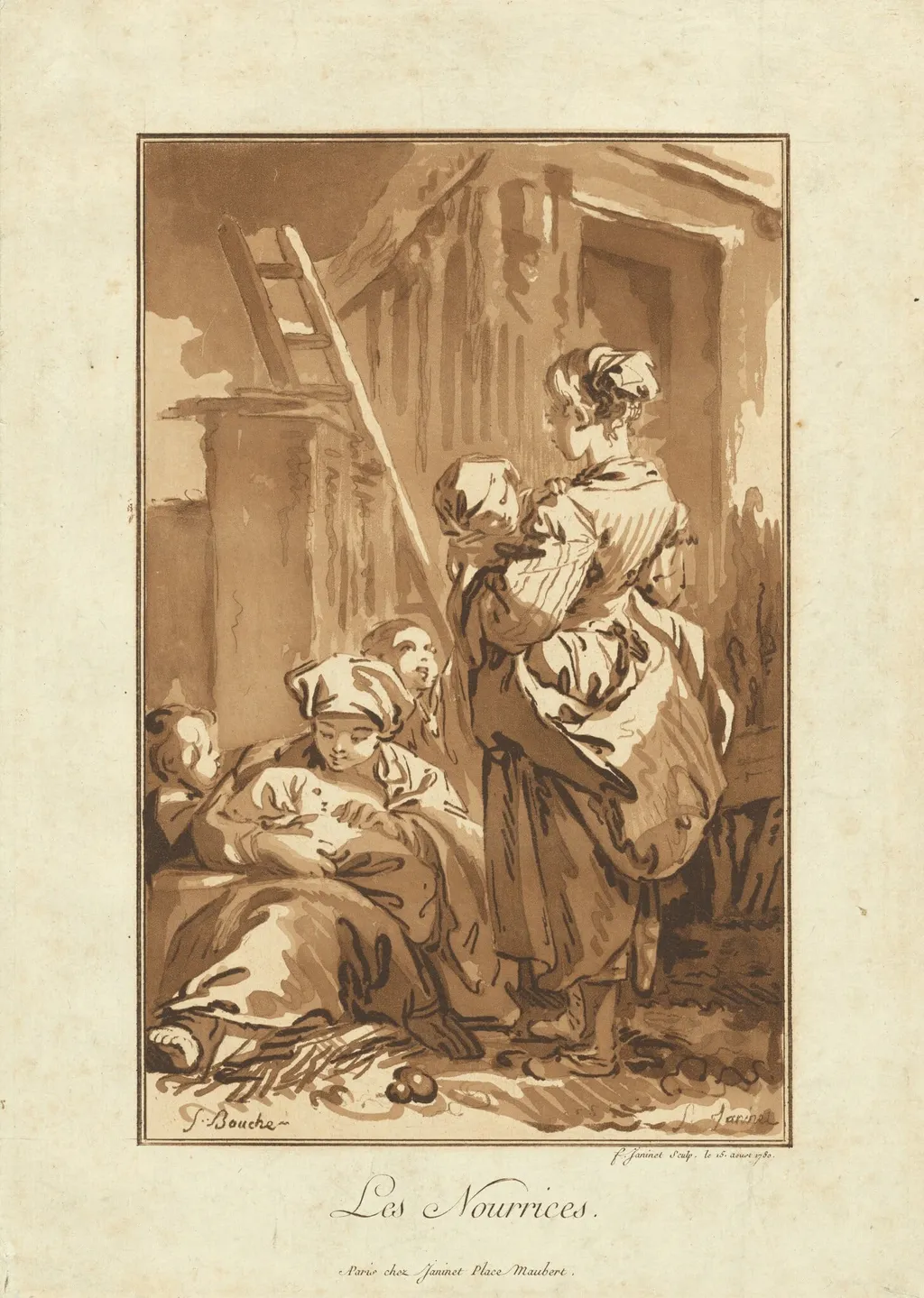 Les Nourrices (The Nurses), by Jean-François Janinet, ink, 1780