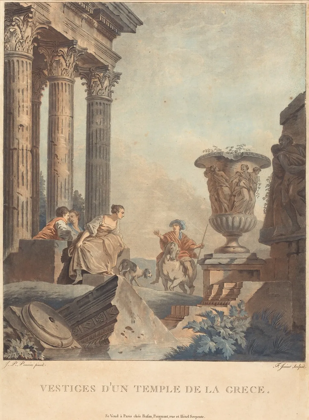 Vestiges d'un temple de la Grece, by Jean-François Janinet, ink, 1783