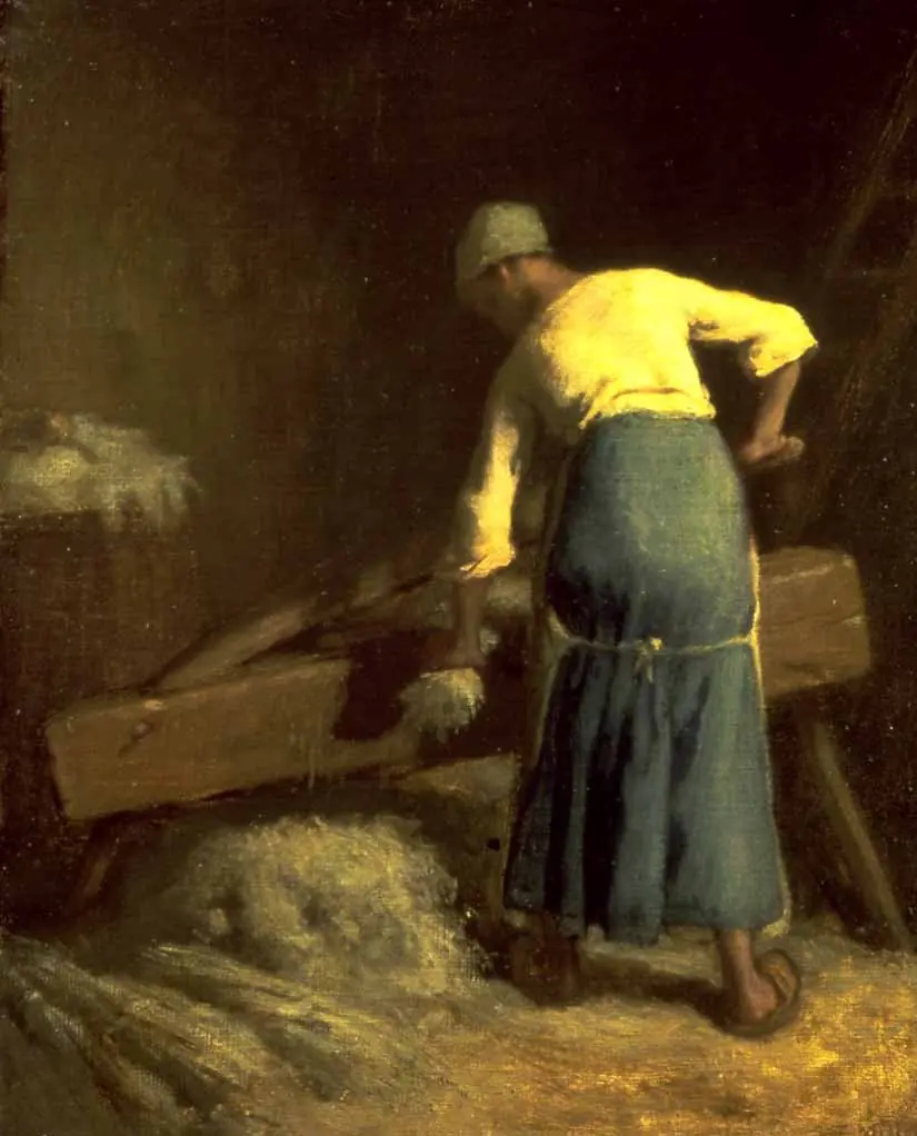 Breaking Flax, by Jean François Millet