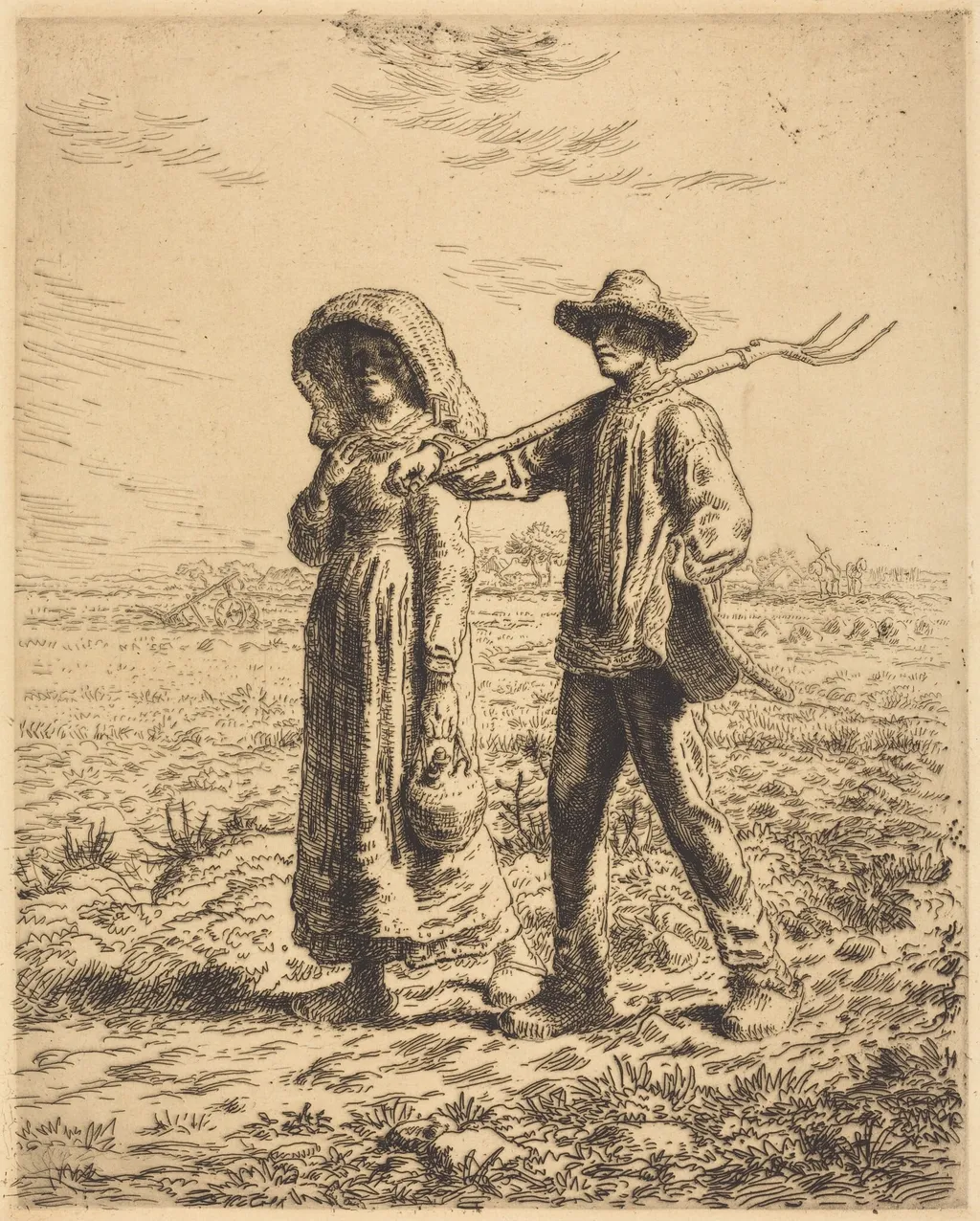Departure for Work (Le depart pour le travail), by Jean François Millet, ink, 1863