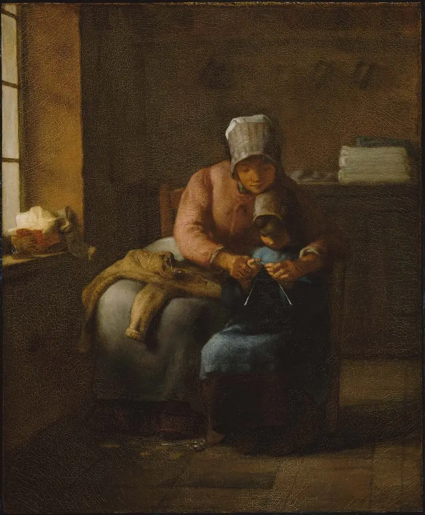 Knitting Lesson, by Jean François Millet