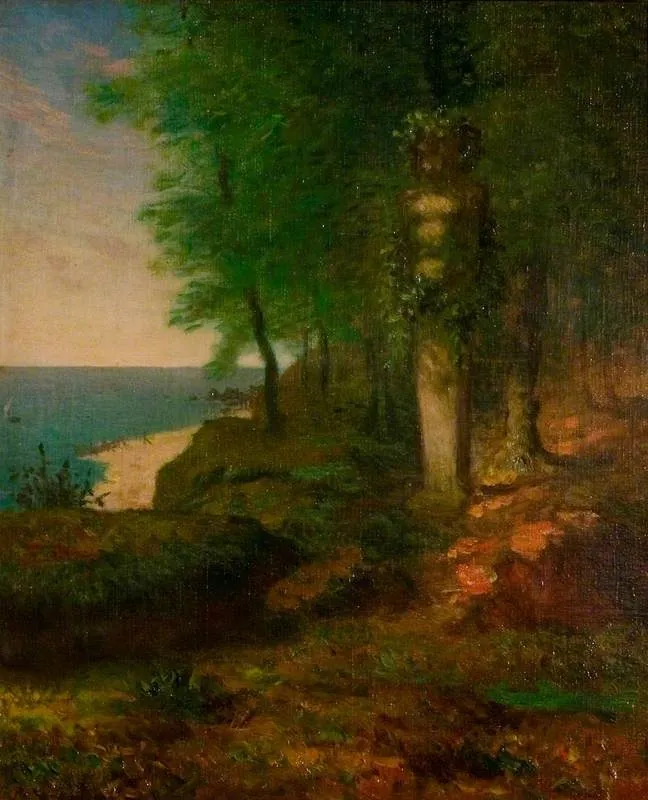 Landscape with a Terminal Figure, by Jean François Millet, oil, 1864