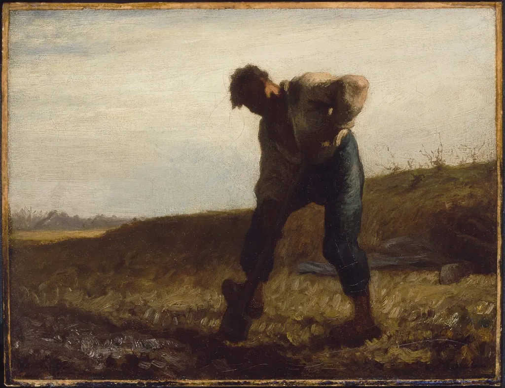 Man Turning over the Soil, by Jean François Millet, oil, 1848