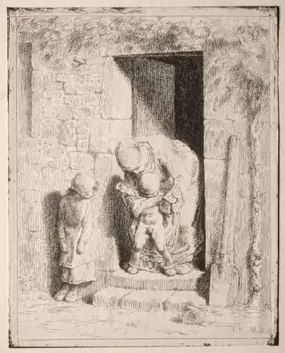 Maternal Precaution, by Jean François Millet