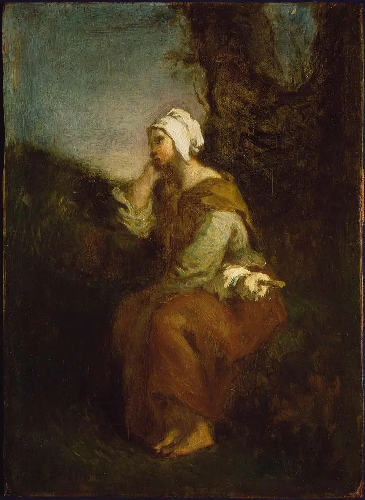 Peasant Girl Daydreaming, by Jean François Millet