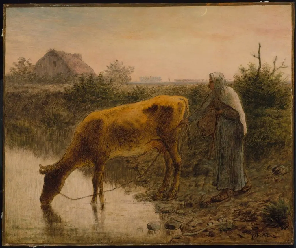 Peasant Watering Her Cow, by Jean François Millet