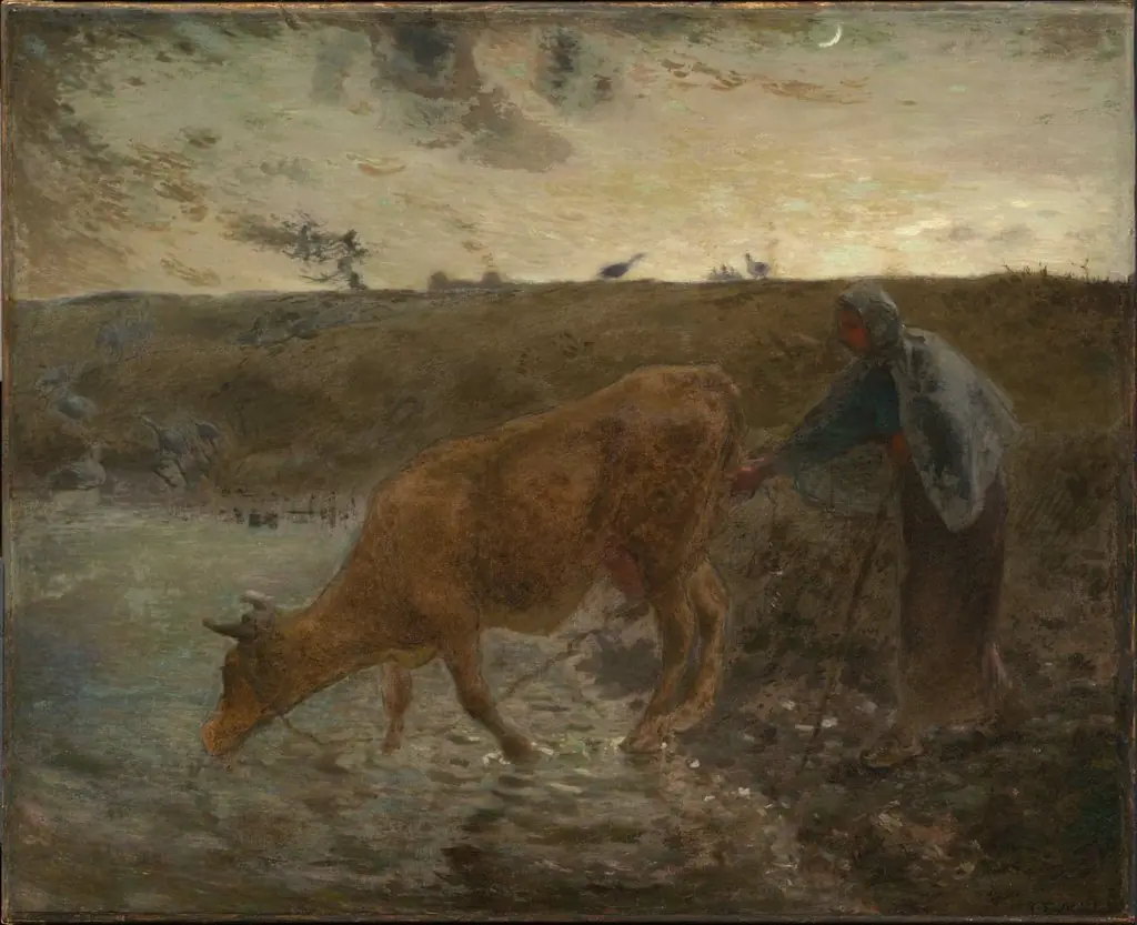 Peasant Watering her Cow, Evening, by Jean François Millet