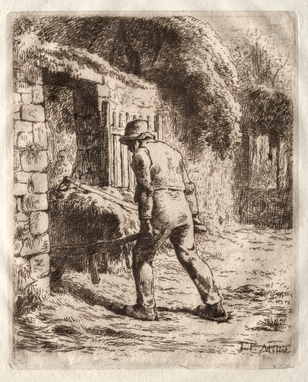 Peasant with a Wheelbarrow, by Jean François Millet, 1855